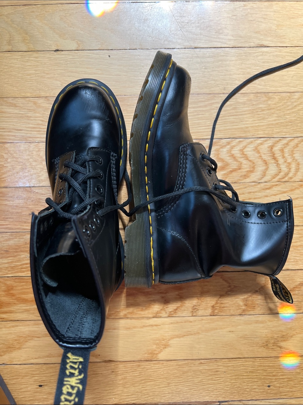 Black Lace-Up Leather Combat Boots  for Girl or Woman us size 6 🥾
